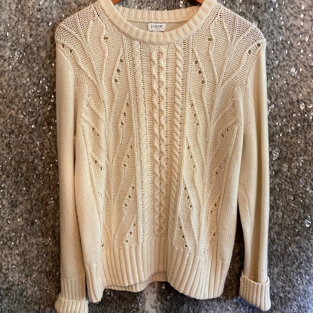 Cream Cable-Knit J. Crew Sweater